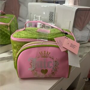 NWT juicy couture pink & green makeup bags set